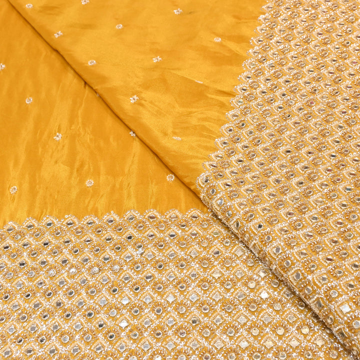 Premium Dyed Tissue Mirror Moti Sequin Embroidered Fabric with Heavy Border - EB00669-2