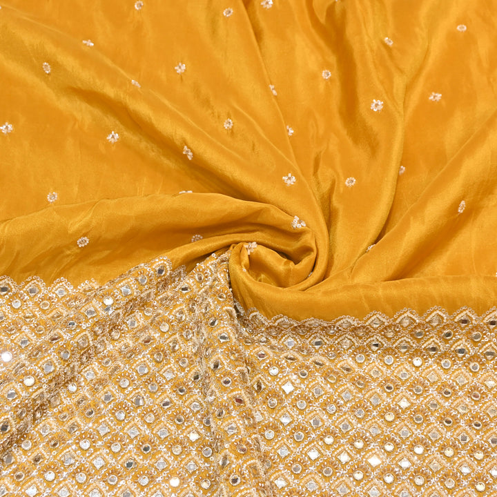 Premium Dyed Tissue Mirror Moti Sequin Embroidered Fabric with Heavy Border - EB00669-2