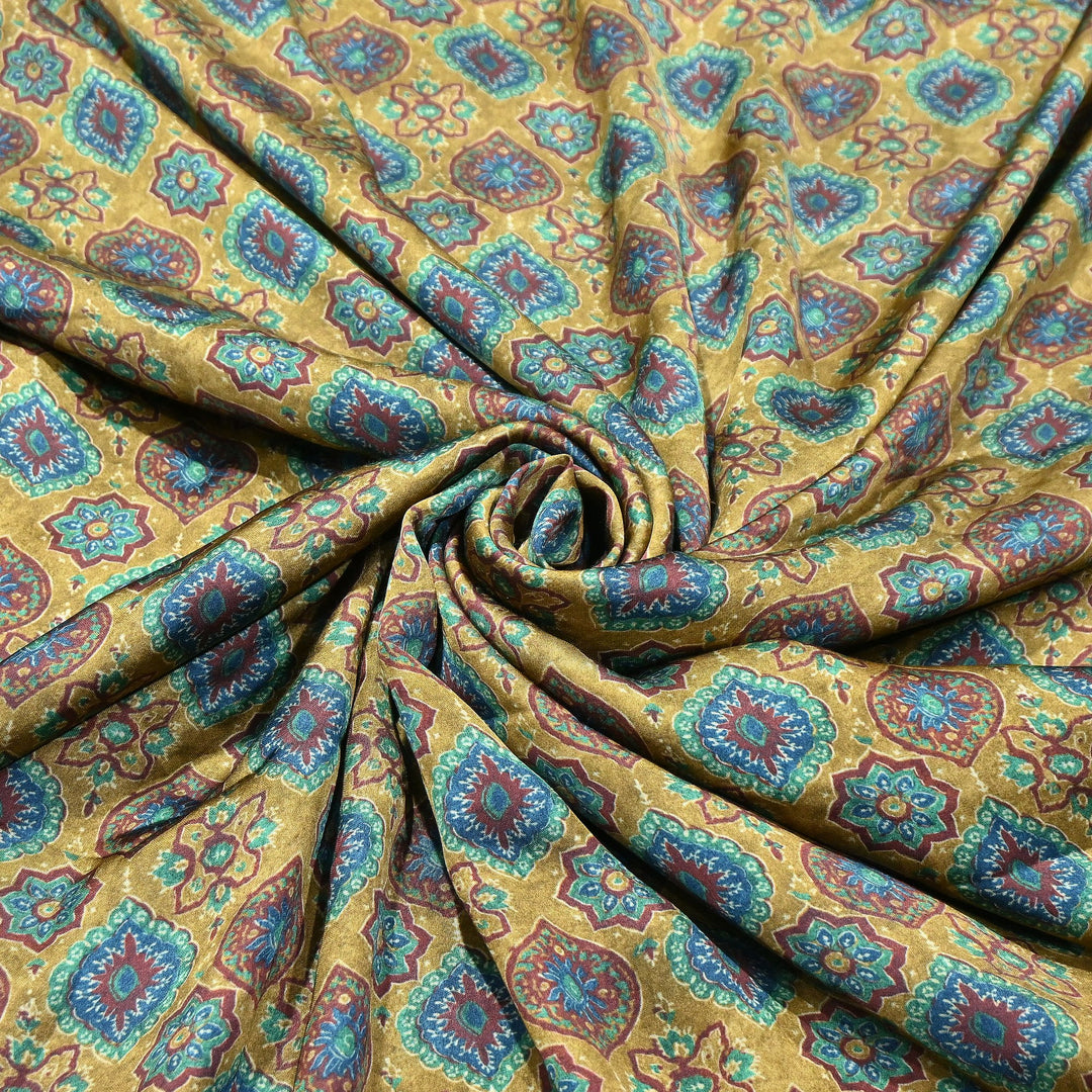 Bemberg Satin Digital Print Fabric | Premium Designer Printed Satin Fabric | 001333-S17