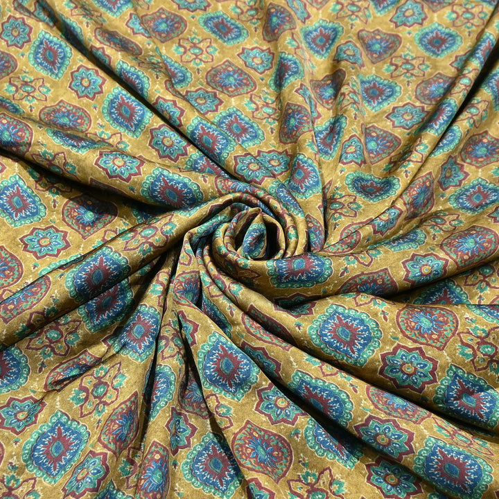Bemberg Satin Digital Print Fabric | Premium Designer Printed Satin Fabric | 001333-S17