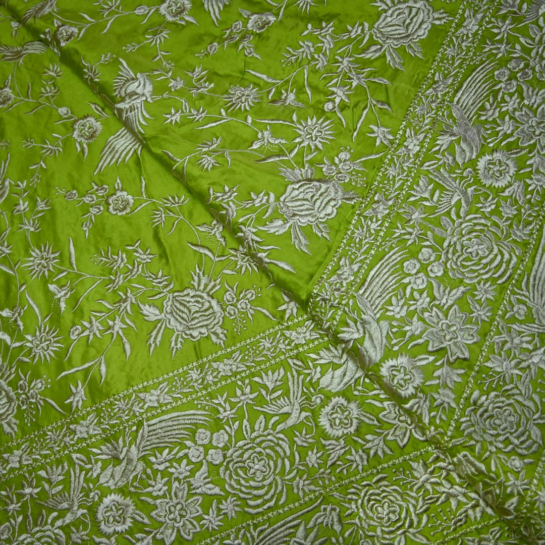 Beautiful Modal Satin Parsi Work Embroidery Fabrics