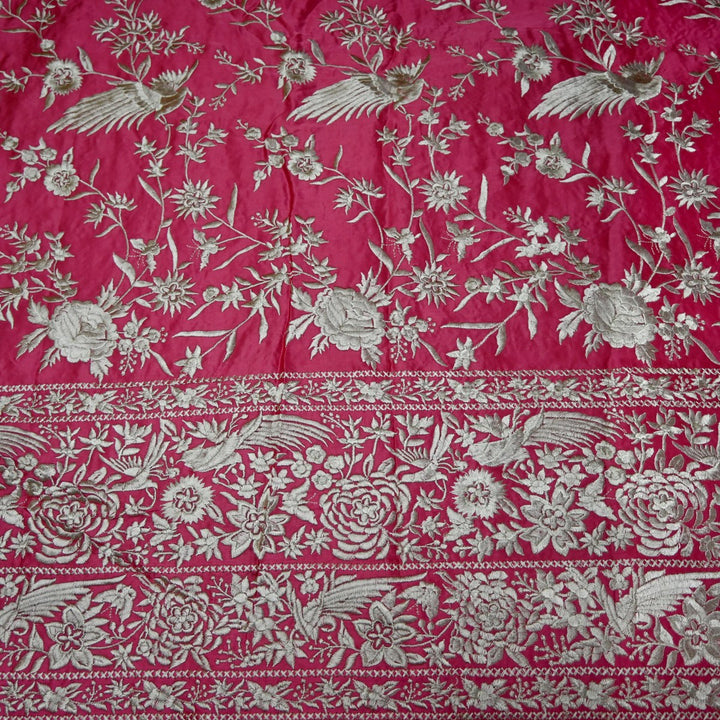 Beautiful Modal Satin Parsi Work Embroidery Fabrics