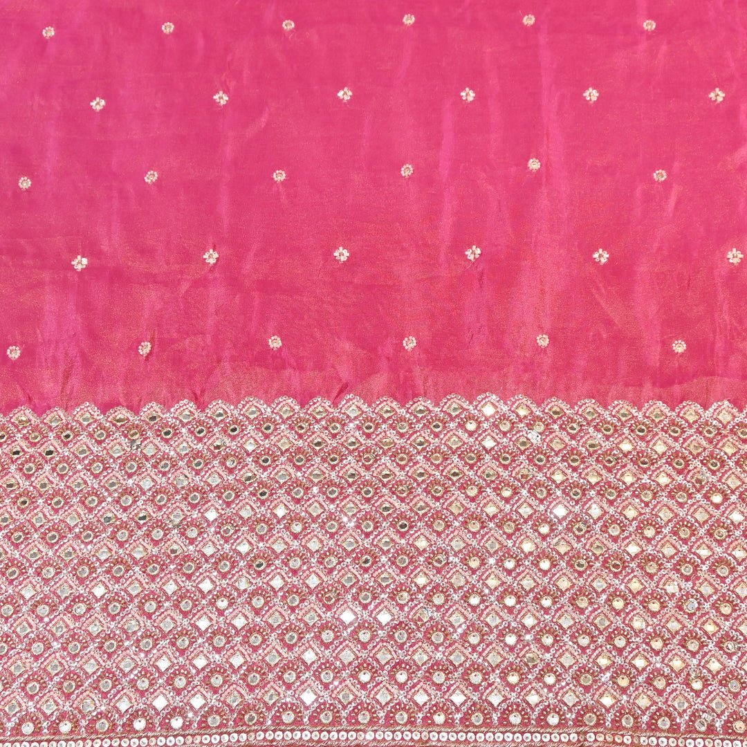 Premium Dyed Tissue Mirror Moti Sequin Embroidered Fabric with Heavy Border - EB00669-3