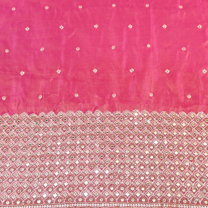 Premium Dyed Tissue Mirror Moti Sequin Embroidered Fabric with Heavy Border - EB00669-3