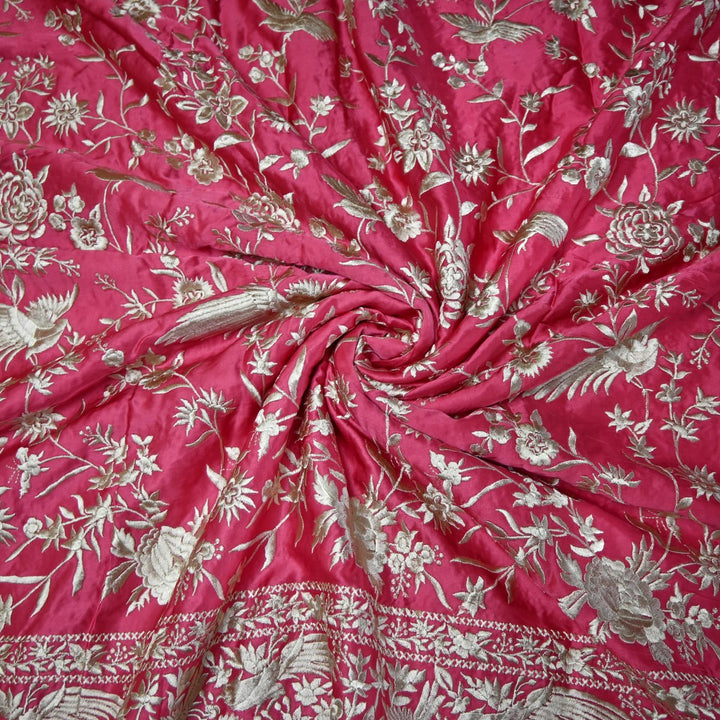 Beautiful Modal Satin Parsi Work Embroidery Fabrics