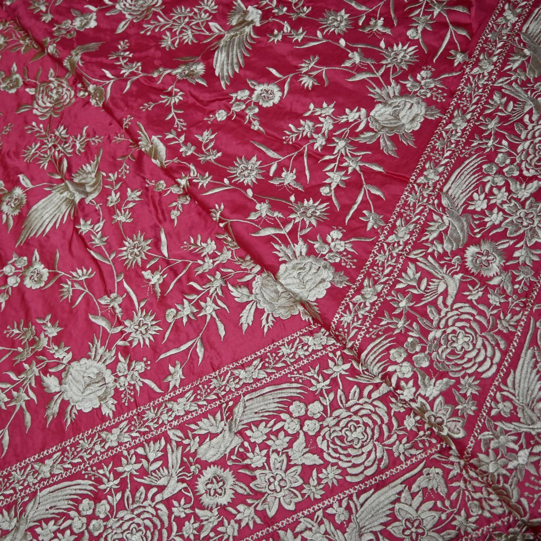 Beautiful Modal Satin Parsi Work Embroidery Fabrics