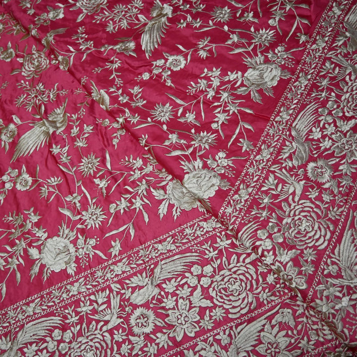 Beautiful Modal Satin Parsi Work Embroidery Fabrics