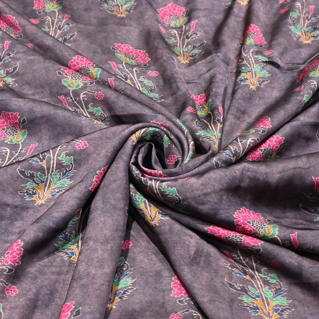 Bemberg Satin Digital Print Fabric | Premium Designer Printed Satin Fabric | 001333-S15