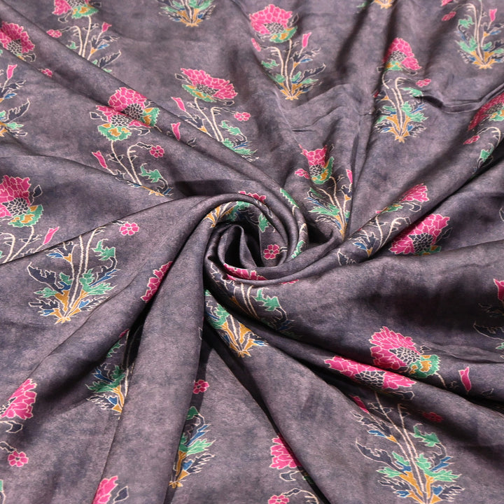 Bemberg Satin Digital Print Fabric | Premium Designer Printed Satin Fabric | 001333-S15
