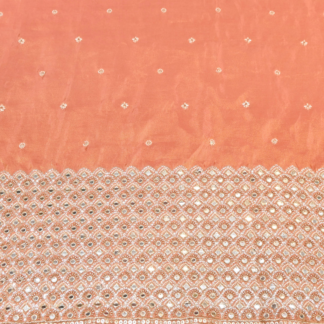 Premium Dyed Tissue Mirror Moti Sequin Embroidered Fabric with Heavy Border - EB00669-4
