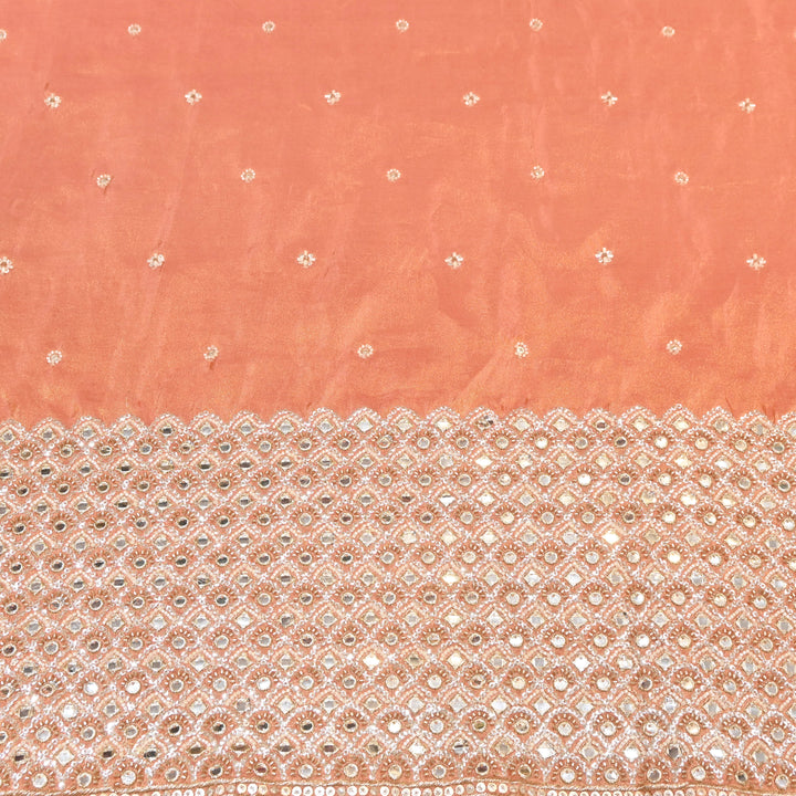 Premium Dyed Tissue Mirror Moti Sequin Embroidered Fabric with Heavy Border - EB00669-4