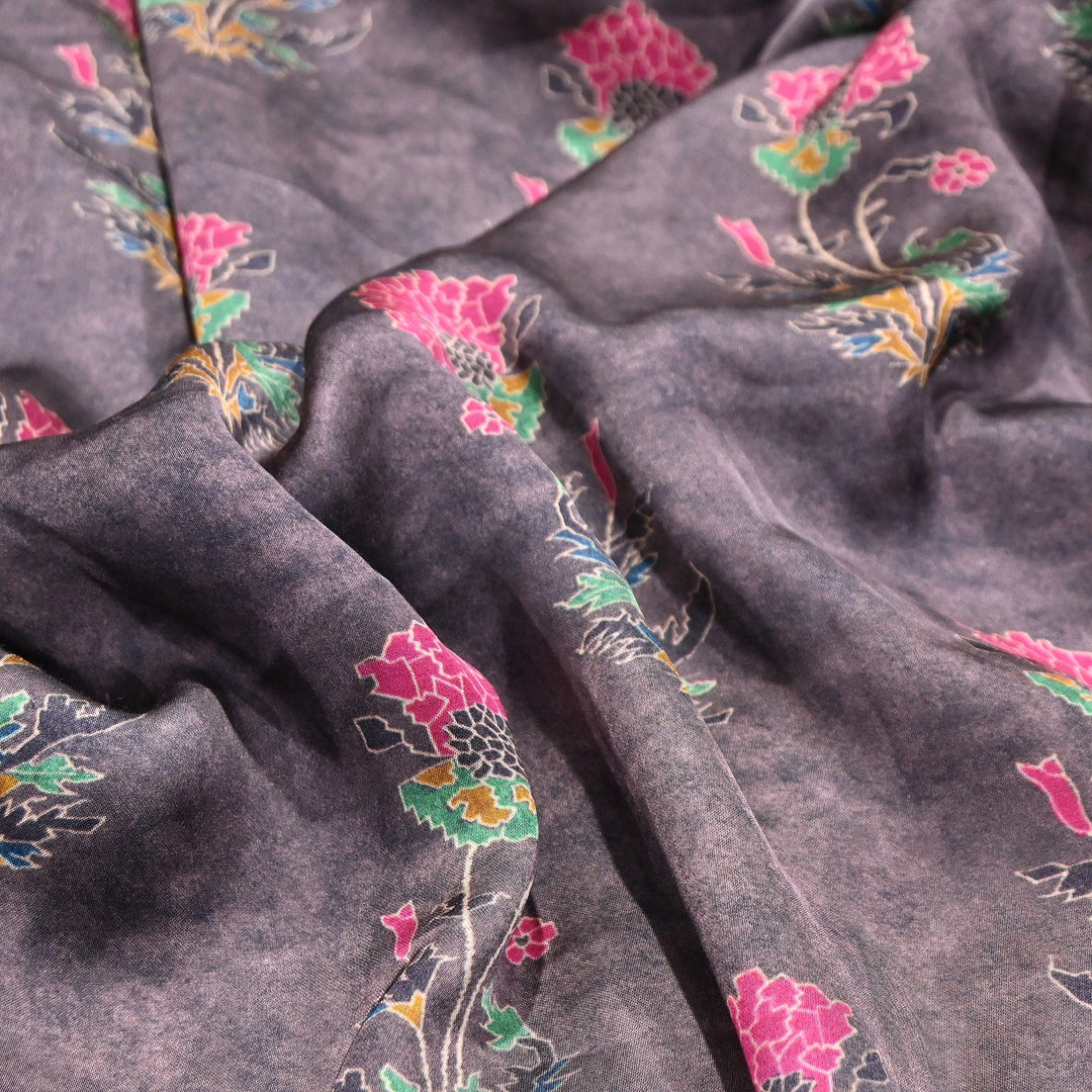 Bemberg Satin Digital Print Fabric | Premium Designer Printed Satin Fabric | 001333-S15