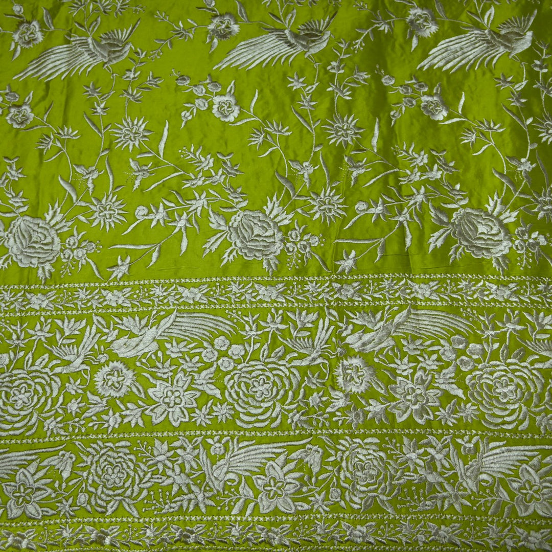 Beautiful Modal Satin Parsi Work Embroidery Fabrics