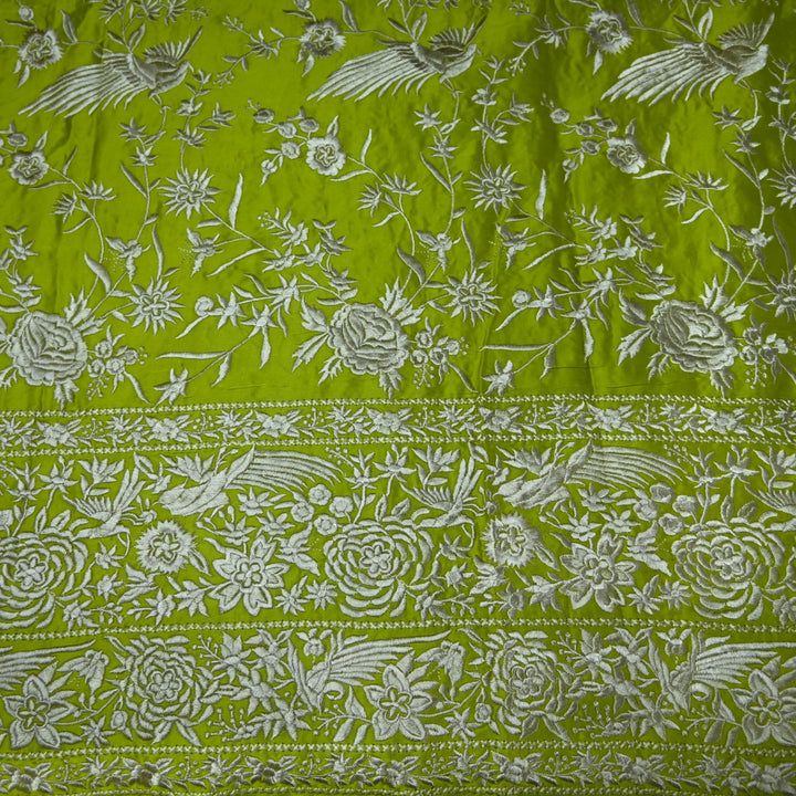 Beautiful Modal Satin Parsi Work Embroidery Fabrics