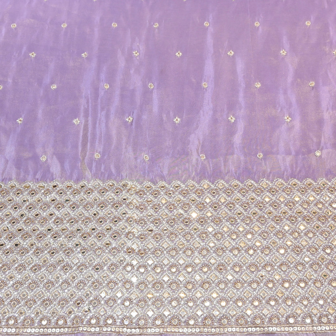 Premium Dyed Tissue Mirror Moti Sequin Embroidered Fabric with Heavy Border - EB00669-5