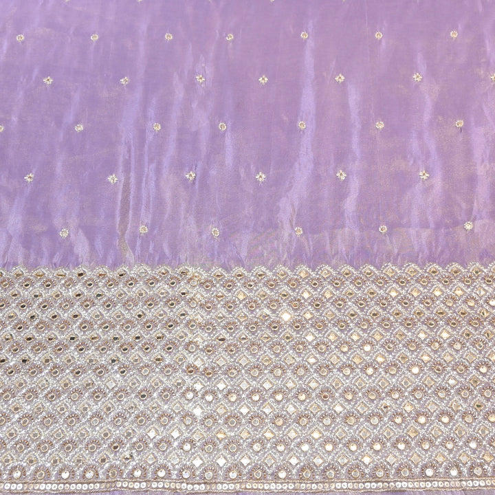 Premium Dyed Tissue Mirror Moti Sequin Embroidered Fabric with Heavy Border - EB00669-5