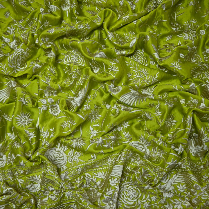 Beautiful Modal Satin Parsi Work Embroidery Fabrics