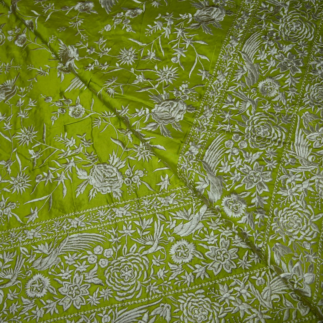 Beautiful Modal Satin Parsi Work Embroidery Fabrics