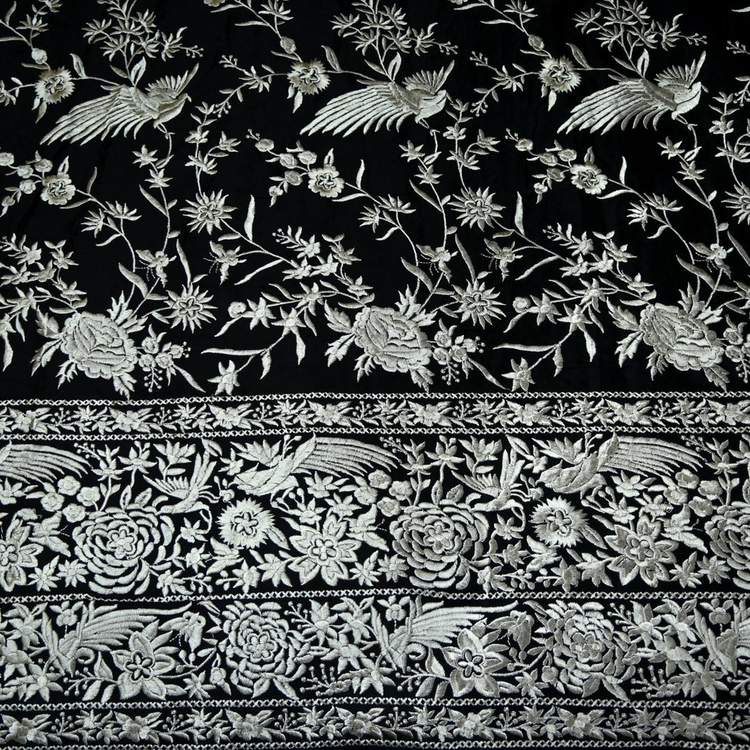 Beautiful Modal Satin Parsi Work Embroidery Fabrics