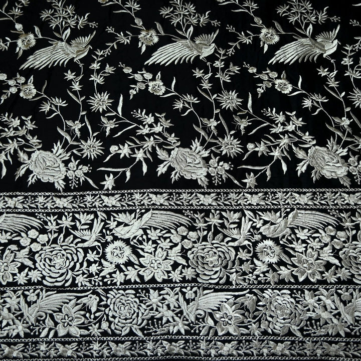 Beautiful Modal Satin Parsi Work Embroidery Fabrics