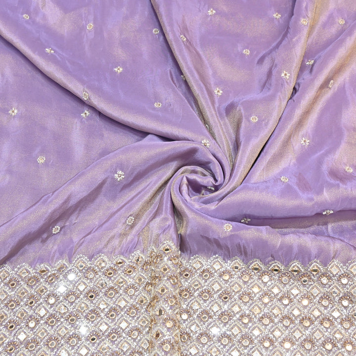 Premium Dyed Tissue Mirror Moti Sequin Embroidered Fabric with Heavy Border - EB00669-5