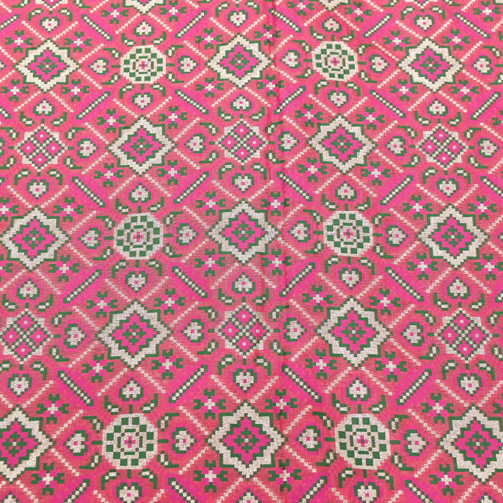 Silk Patola Brocade Fabric – Traditional Designer Patola Weave Fabric - 001129-1