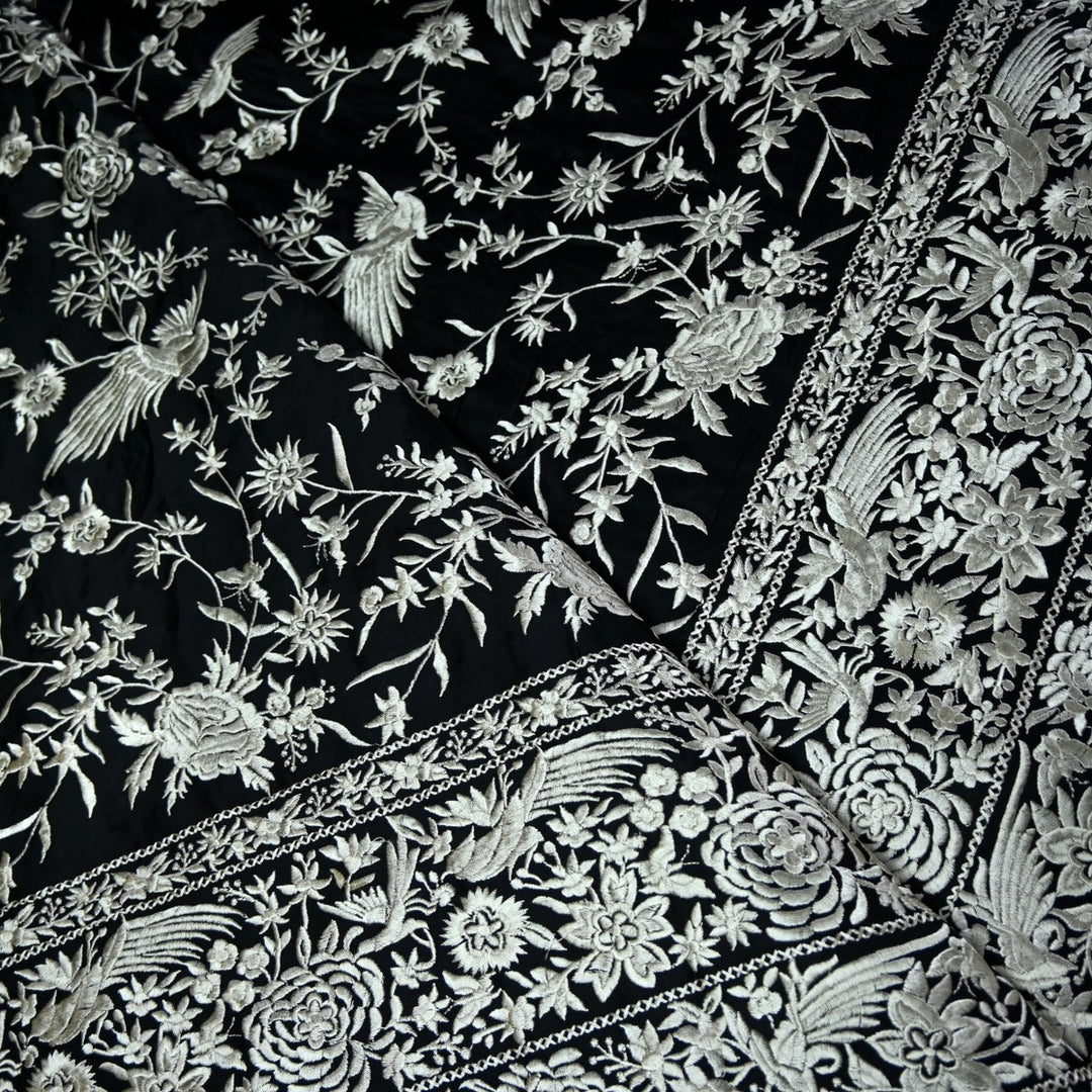 Beautiful Modal Satin Parsi Work Embroidery Fabrics