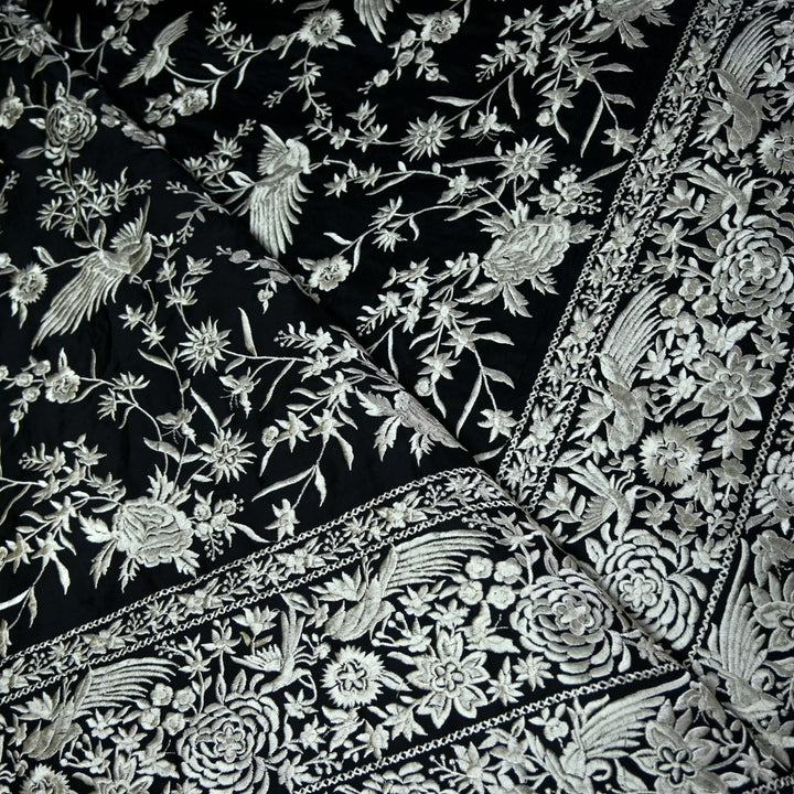 Beautiful Modal Satin Parsi Work Embroidery Fabrics