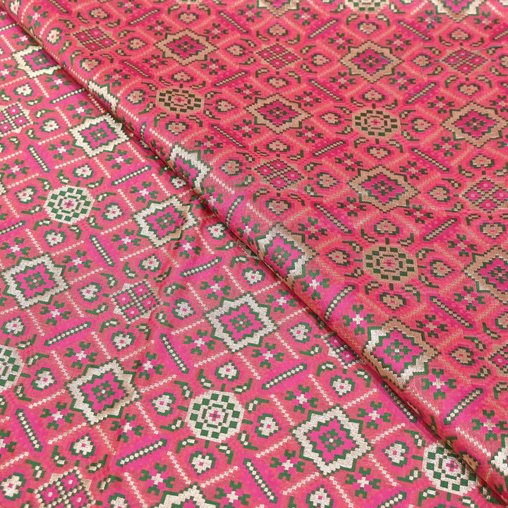 Silk Patola Brocade Fabric – Traditional Designer Patola Weave Fabric - 001129-1