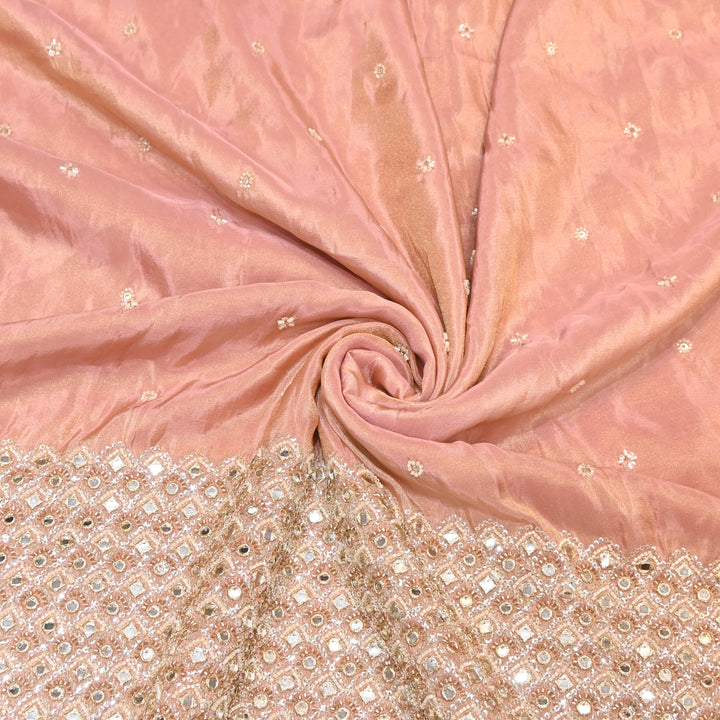 Premium Dyed Tissue Mirror Moti Sequin Embroidered Fabric with Heavy Border - EB00669-6