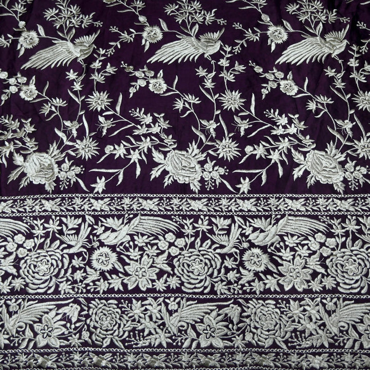 Beautiful Modal Satin Parsi Work Embroidery Fabrics