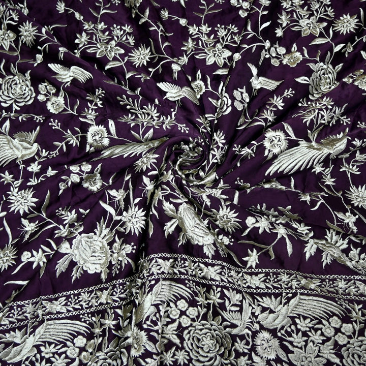 Beautiful Modal Satin Parsi Work Embroidery Fabrics