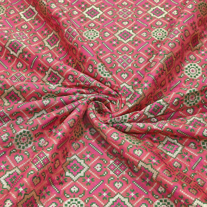 Silk Patola Brocade Fabric – Traditional Designer Patola Weave Fabric - 001129-1