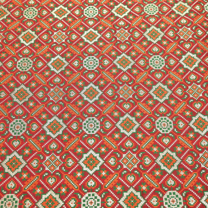 Silk Patola Brocade Fabric – Traditional Designer Patola Weave Fabric - 001129-2