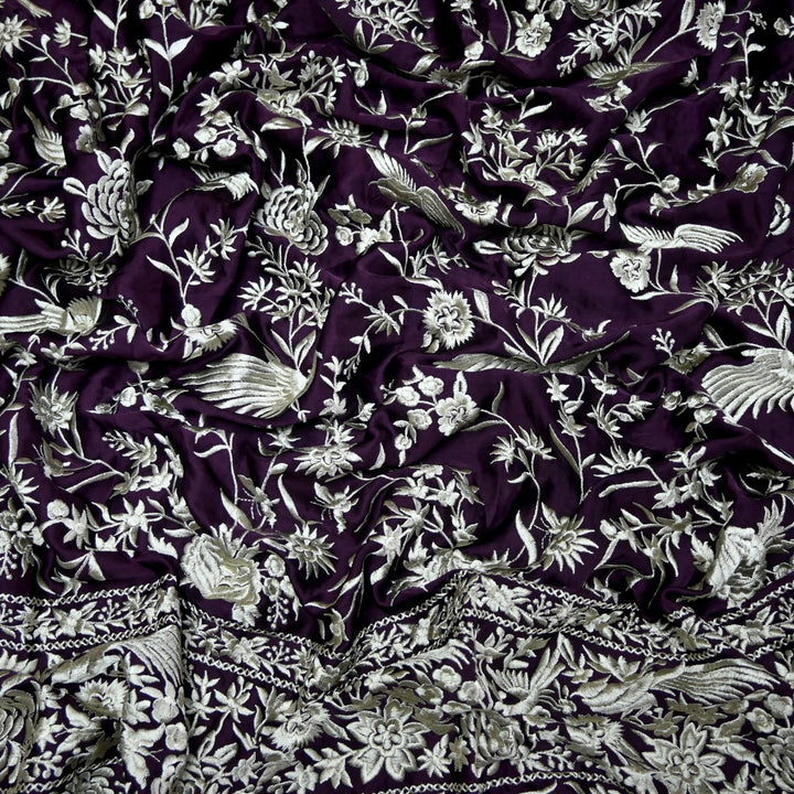 Beautiful Modal Satin Parsi Work Embroidery Fabrics