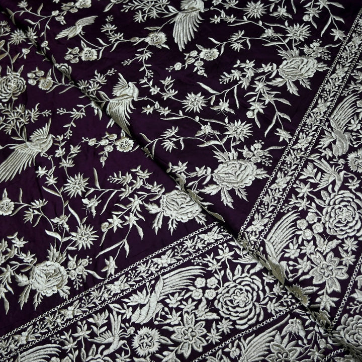 Beautiful Modal Satin Parsi Work Embroidery Fabrics