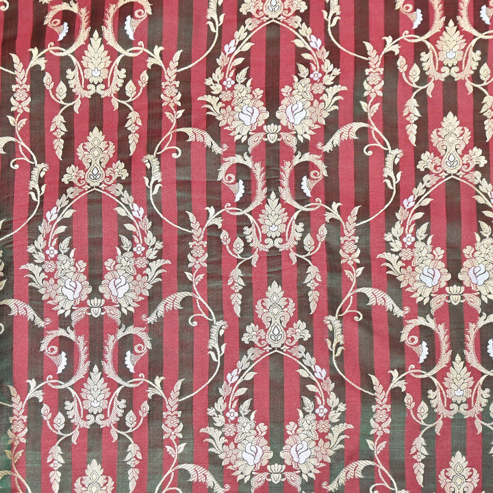 Rich Satin Brocade Fabric with All Over Meena Zari Floral Pattern - DSM523-A1