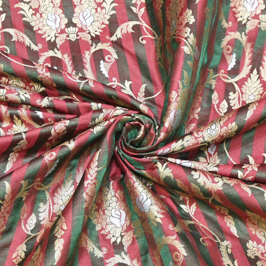 Rich Satin Brocade Fabric with All Over Meena Zari Floral Pattern - DSM523-A1