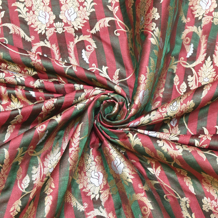 Rich Satin Brocade Fabric with All Over Meena Zari Floral Pattern - DSM523-A1