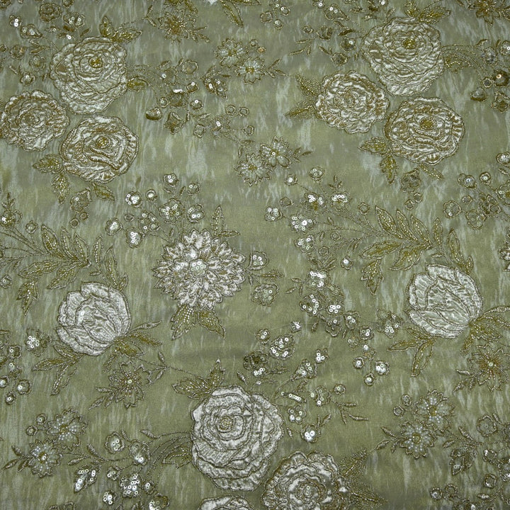 Premium Dyeable Tissue Zari Moti Sequins Embroidery Fabrics