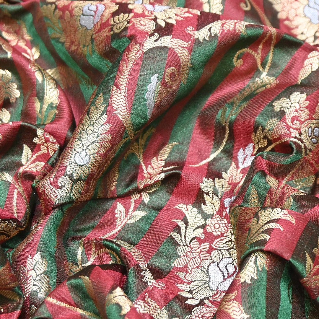 Rich Satin Brocade Fabric with All Over Meena Zari Floral Pattern - DSM523-A1