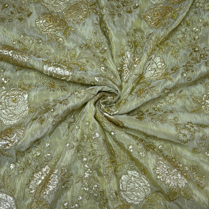 Premium Dyeable Tissue Zari Moti Sequins Embroidery Fabrics