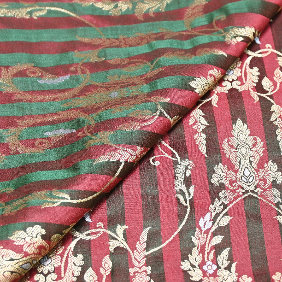 Rich Satin Brocade Fabric with All Over Meena Zari Floral Pattern - DSM523-A1