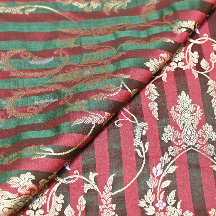 Rich Satin Brocade Fabric with All Over Meena Zari Floral Pattern - DSM523-A1