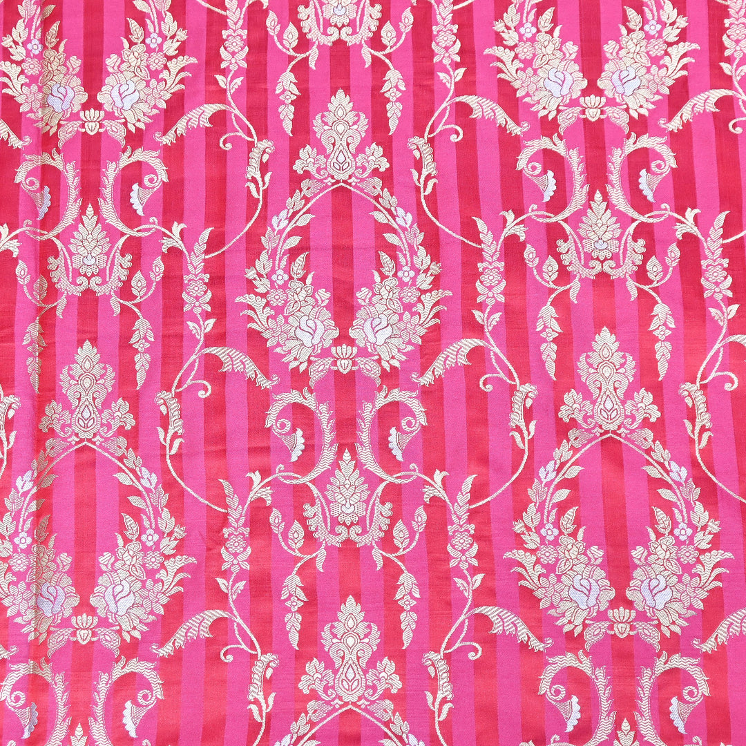 Rich Satin Brocade Fabric with All Over Meena Zari Floral Pattern - DSM523-A2