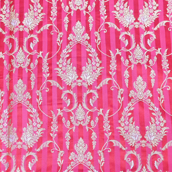 Rich Satin Brocade Fabric with All Over Meena Zari Floral Pattern - DSM523-A2