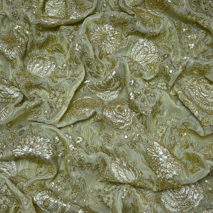 Premium Dyeable Tissue Zari Moti Sequins Embroidery Fabrics