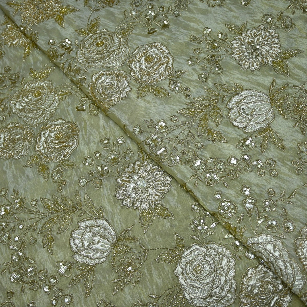 Premium Dyeable Tissue Zari Moti Sequins Embroidery Fabrics