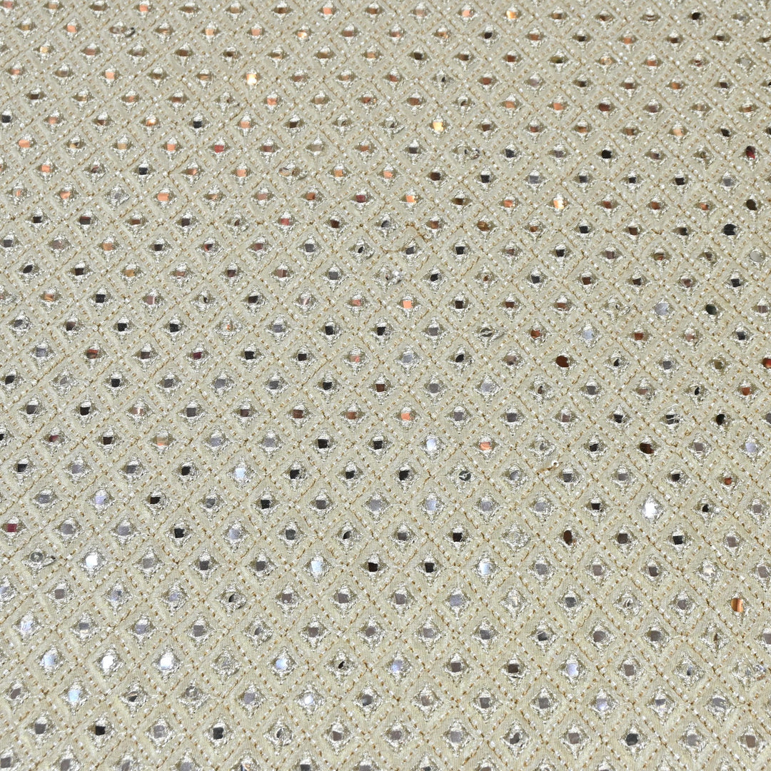Dyeable Tissue Mirror Moti & Sequins Hand Embroidery Designer Fabric V1702C
