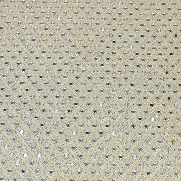 Dyeable Tissue Mirror Moti & Sequins Hand Embroidery Designer Fabric V1702C